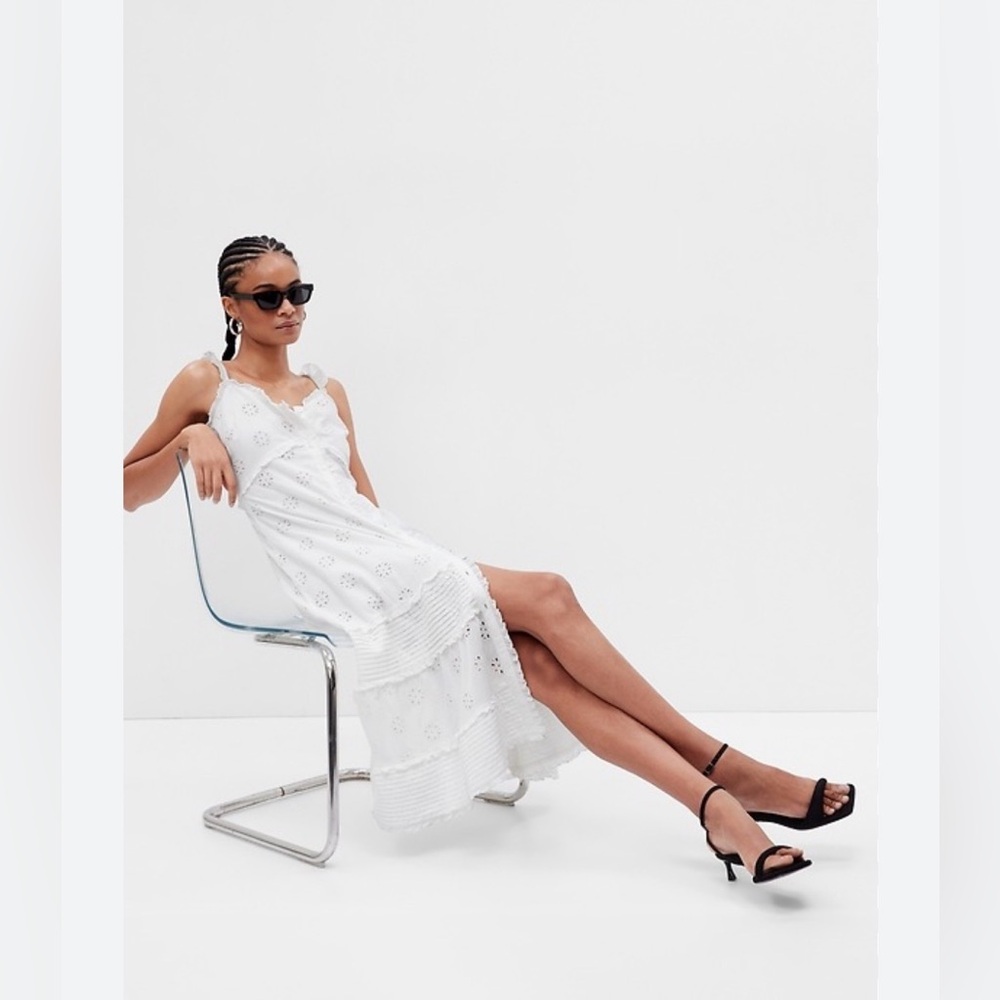 GAP Ruffle Hem Eyelet Maxi Dress XS
